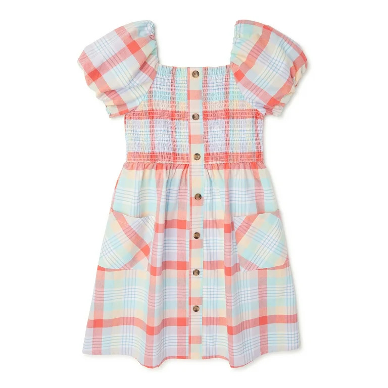 Wonder Nation Girls’ Puff Sleeve Dress Sizes 4-18 & Plus | Walmart (US)