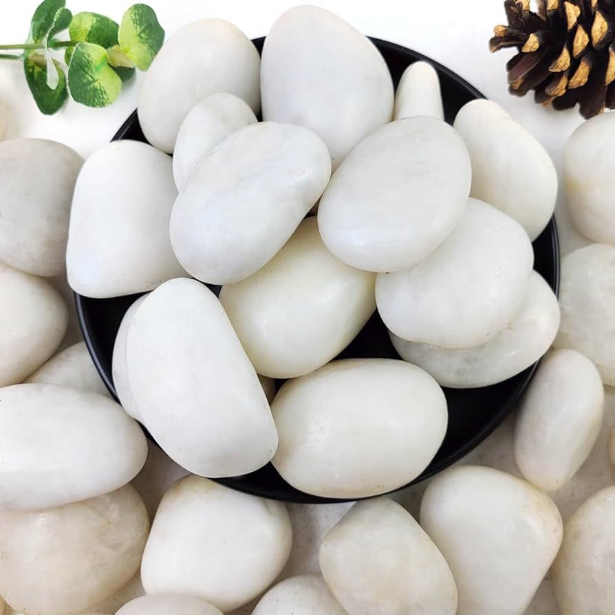 5lbs White River Rocks, 2-3 Inch Natural Pebbles for Indoor Plants, High Polished Decorative Ston... | Amazon (US)