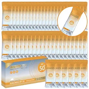 50 Pcs Travel Size Sunscreen, SPF 50+, Bulk Mini Sunscreen for Face & Body, Lightweight, Non-Grea... | Amazon (US)