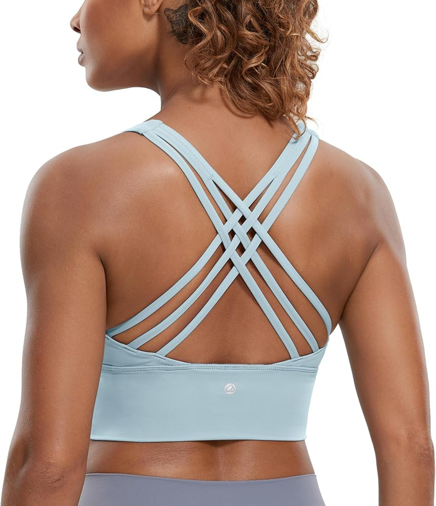 CRZ YOGA Strappy Longline Sports Bras for Women - Wirefree Padded Criss Cross Yoga Bras Cropped T... | Amazon (US)