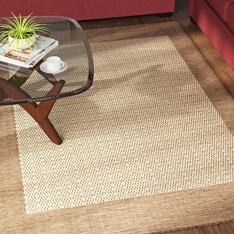 Sania Flatweave Natural Green Indoor Outdoor Area Rug | Wayfair North America