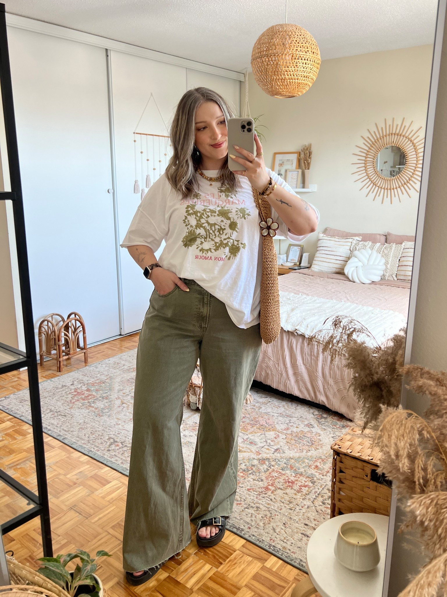 Casual spring outfit! Wearing L in the tee and 32 long in the jeans (I cut the hem for a custom length). Linked similar black sandals


#LTKjeans #LTKmidsize #LTKsale