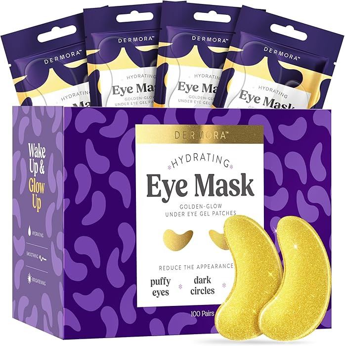 DERMORA Golden Glow Under Eye Patches (100 Pairs Eye Gels) | Rejuvenating Treatment | Dark Circle... | Amazon (US)