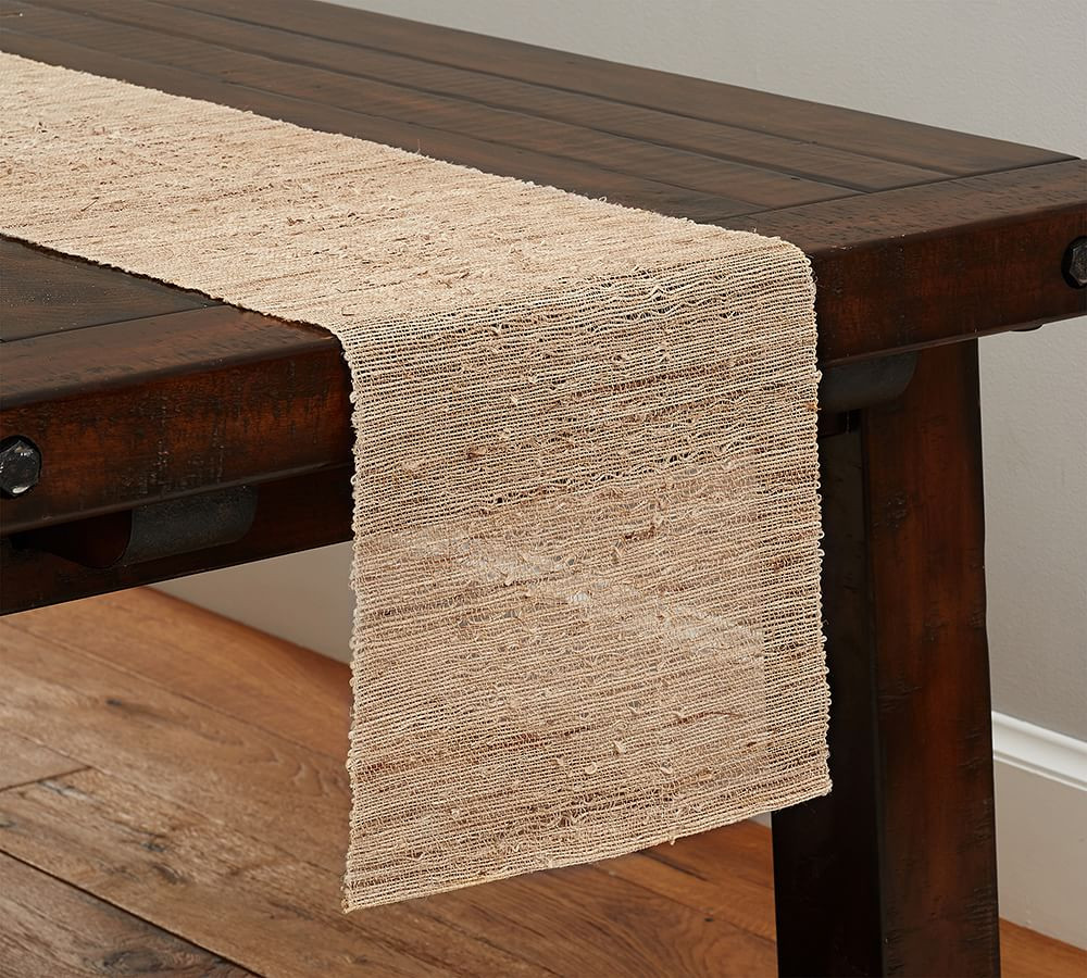 Nubby Hemp Table Runner, 14 x 108&amp;quot; - Natural | Pottery Barn (US)