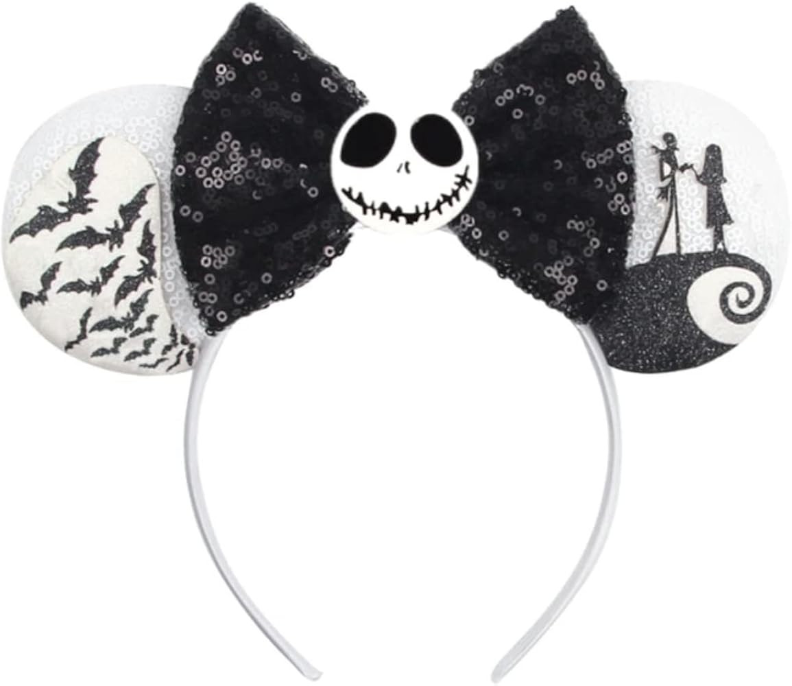 CLGIFT Jack Halloween Minnie Ears, Orange Minnie Ears, Black Mickey Ears Headband, Halloween Cost... | Amazon (US)