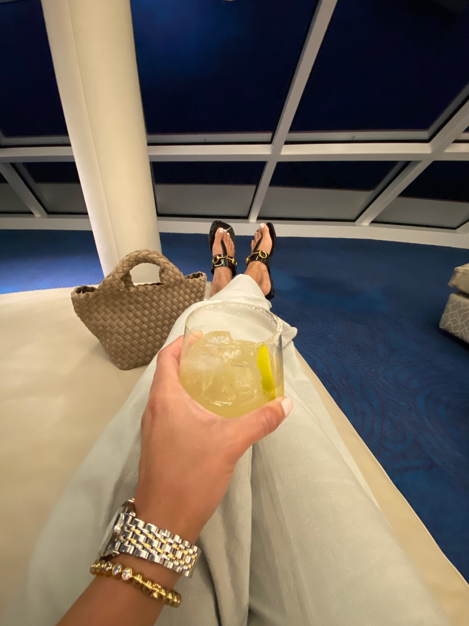 Sandals on sale for under $30. Jelly sandals with gold accents that look designer. Whole sizes- size down if in between. Can wear poolside or to dinner  
Woven handbag. 
Vacation style. Vacation outfit. Summer outfit  

#LTKsalealert #LTKtravel #LTKunder50