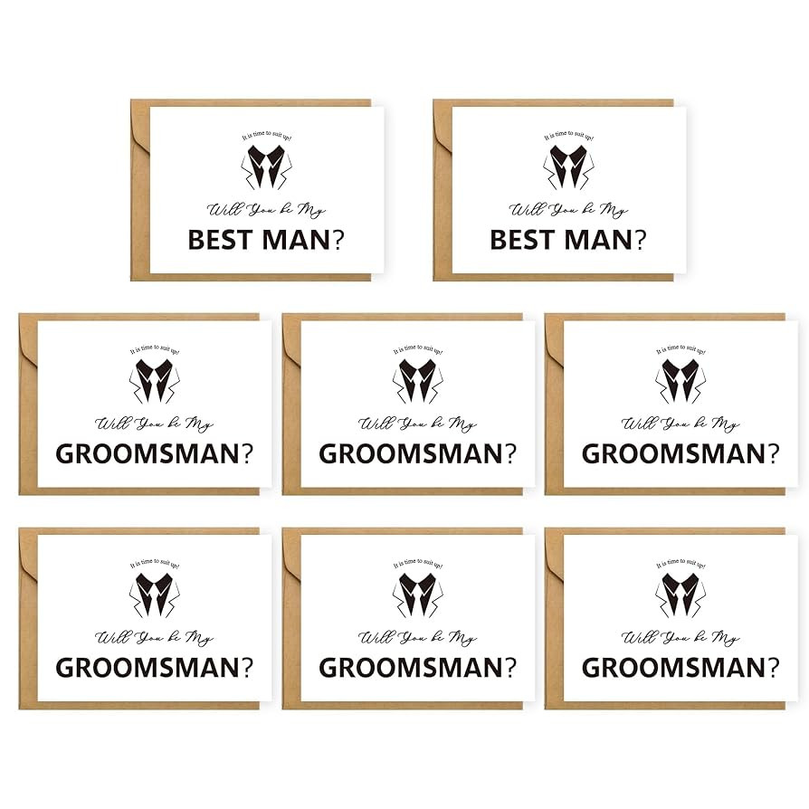 LotsBuyLots 8 Pieces Groomsmen Proposal Cards, 6 Will You Be My Groomsman Cards and 2 Will You Be... | Amazon (US)