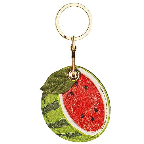 Leather Anti-Lost Keychain Case Cover for AirTags Tracker Holder, Anti-Drop Scratch Cute Watermelon AirTag Holder with Keychain Accessories for Women Kids Pets Backpacks (Watermelon) | Amazon (US)