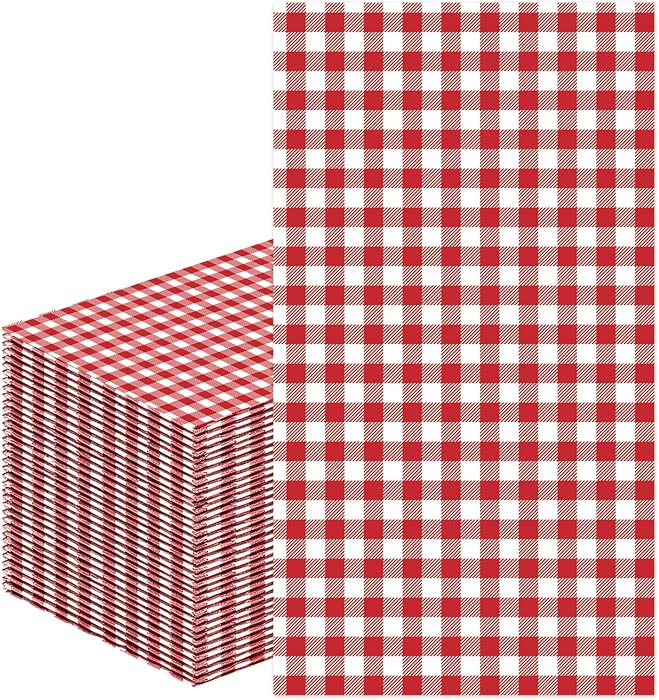 Red Gingham Napkins, 50 PCS Red and White Checkered Party Napkins, Bathroom Napkins Guest Disposa... | Amazon (US)