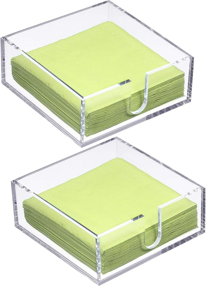 Acrylic Cocktail Napkin Holder for Table, Lucite Clear Beverage Napkin Holder Square Rectangle fo... | Amazon (US)