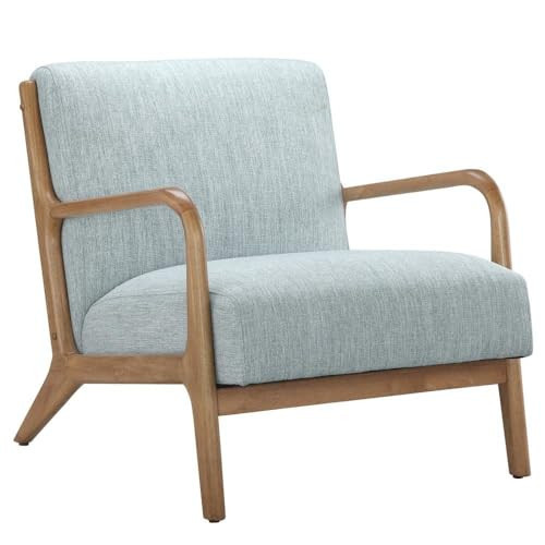Starlight Canyon Home Blue Accent Chair with Rubber Solid Wood Frame, Stylish and Comfortable Armchair for Living Room, Bedroom, or Lounge Area | Amazon (US)