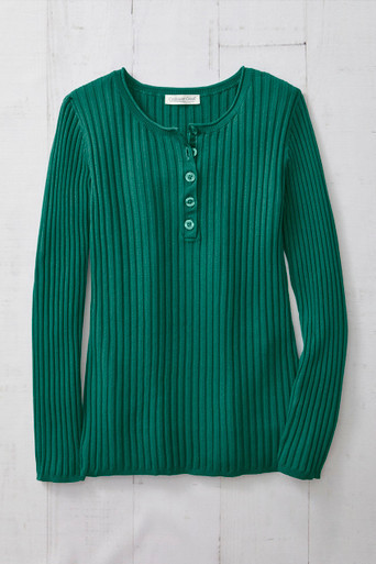 Ribbed Henley Sweater | Coldwater Creek