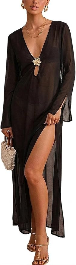 Moss Rose Kaftan Dresses for Women V Neck Summer Beach Caftan Cover Ups | Amazon (US)