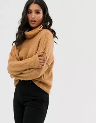 ASOS DESIGN fluffy sweater with cowl neck in recycled blend | ASOS US