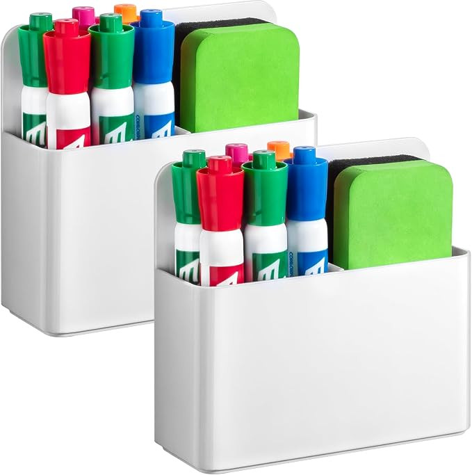 2 Pcs Magnetic Dry Erase Marker Holder for Whiteboard, Plastic Magnetic Pen Holder for Refrigerat... | Amazon (US)