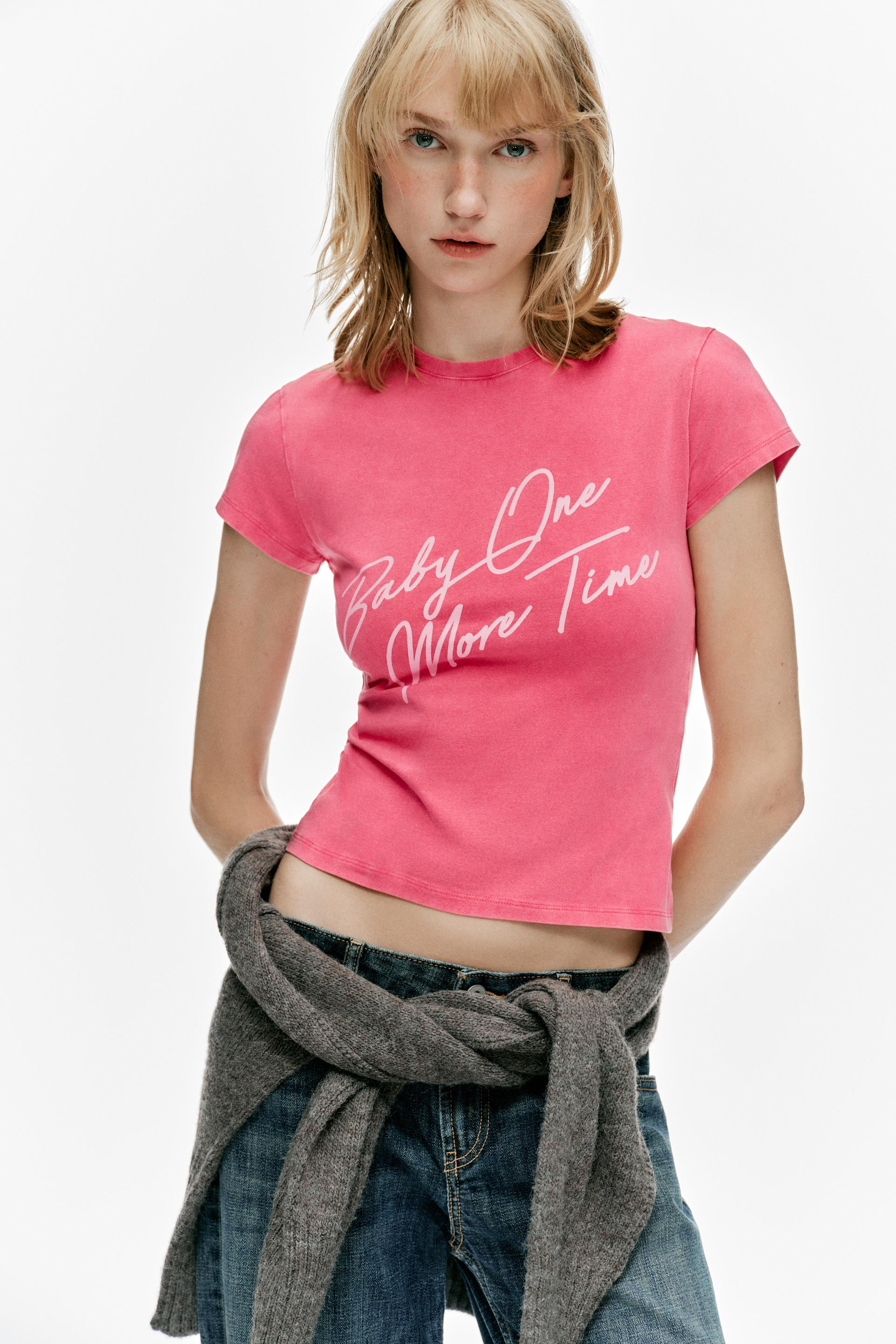 Zara - Britney Spears © Washed Effect Cropped T-Shirt - Pink - L - Woman | Zara US