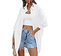 FSHAOES Womens Oversized Button Down Shirts Casual Loose Long Sleeve Solid Lapel Long Blouses Top... | Amazon (US)