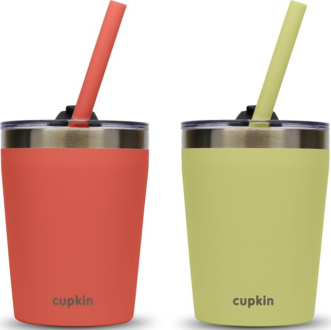 Stackable Stainless Steel Baby Straw Cup for Kids & Toddlers (EASY to Clean) - Set of 2 Powder Co... | Amazon (US)