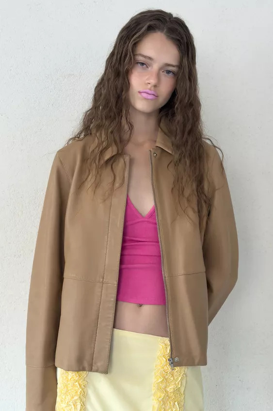 100% LEATHER FITTED BLAZER | Zara UK