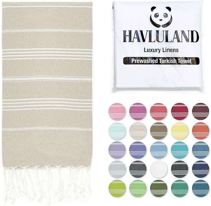HAVLULAND Turkish Beach Towel -100% Cotton Super Absorbent Drying Quickly - Sandfree Sand Resista... | Amazon (US)