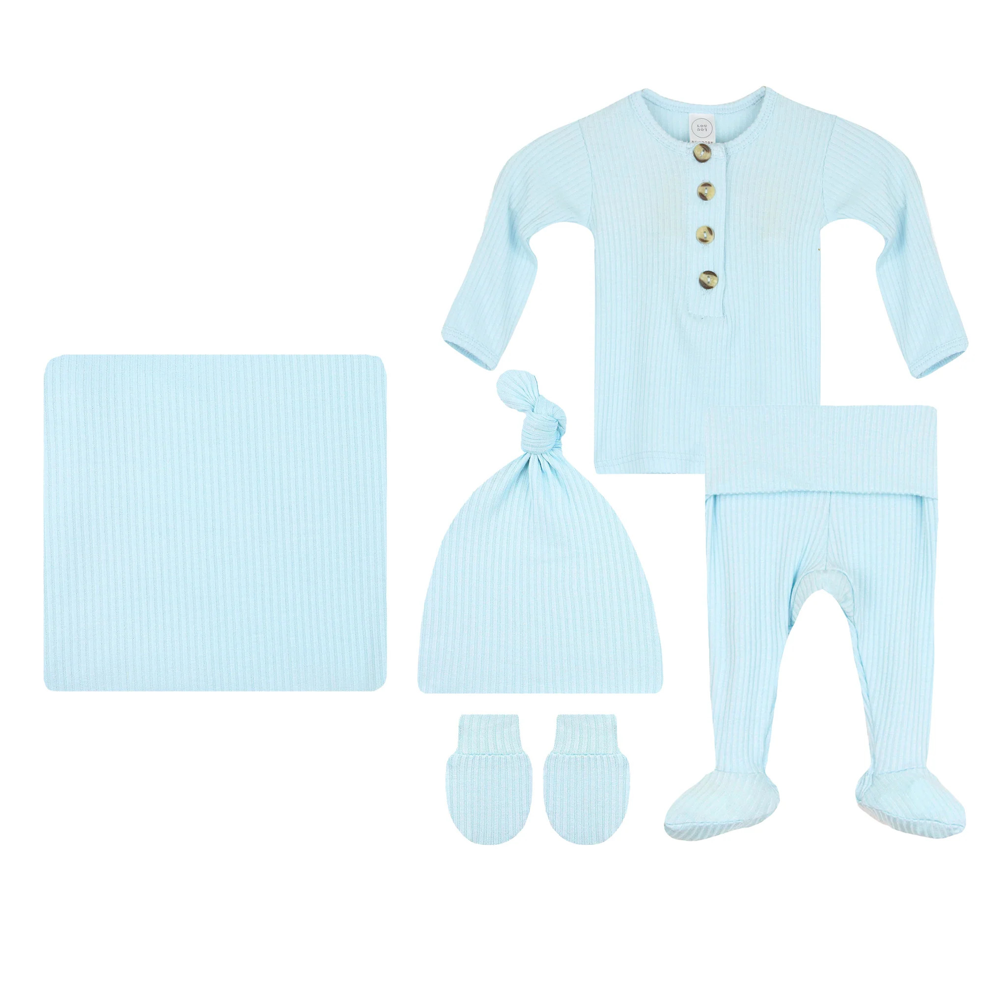 Oliver Ribbed Newborn Hat Bundle (Top + Bottom) | Lou Lou & Company