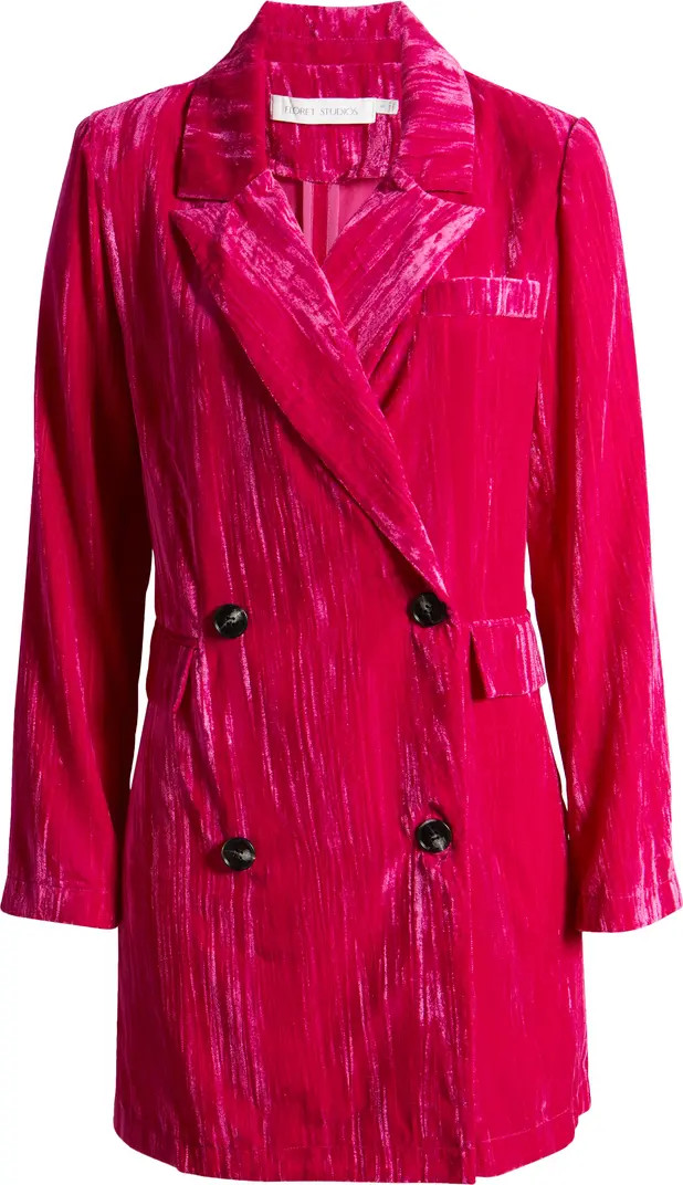Long Sleeve Crushed Velvet Blazer Dress | Nordstrom
