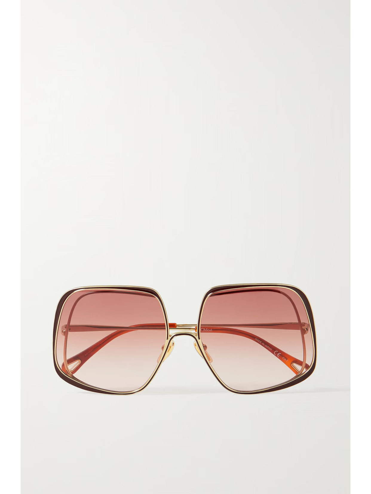 Chloé - Hanah Oversized Square-frame Gold-tone And Acetate Sunglasses - one size | NET-A-PORTER (US)
