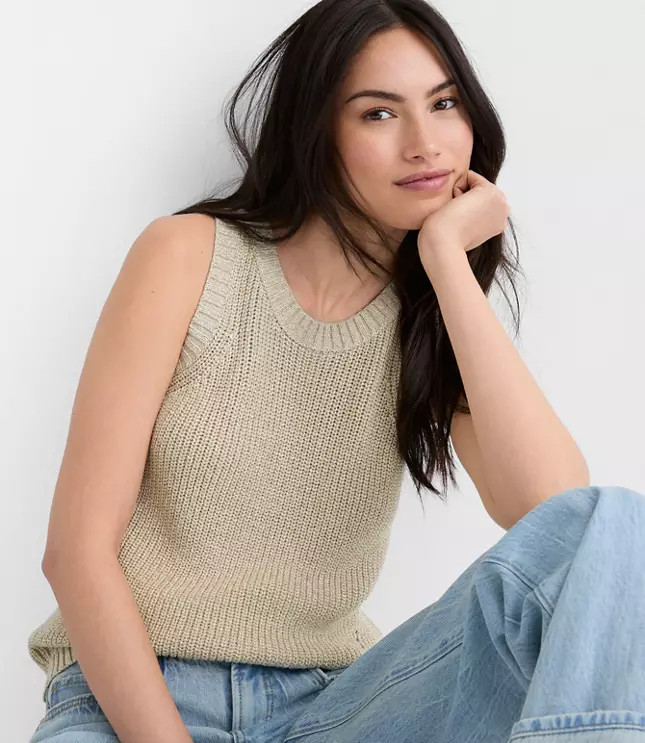 Shimmer Halter Sweater Tank Top | LOFT