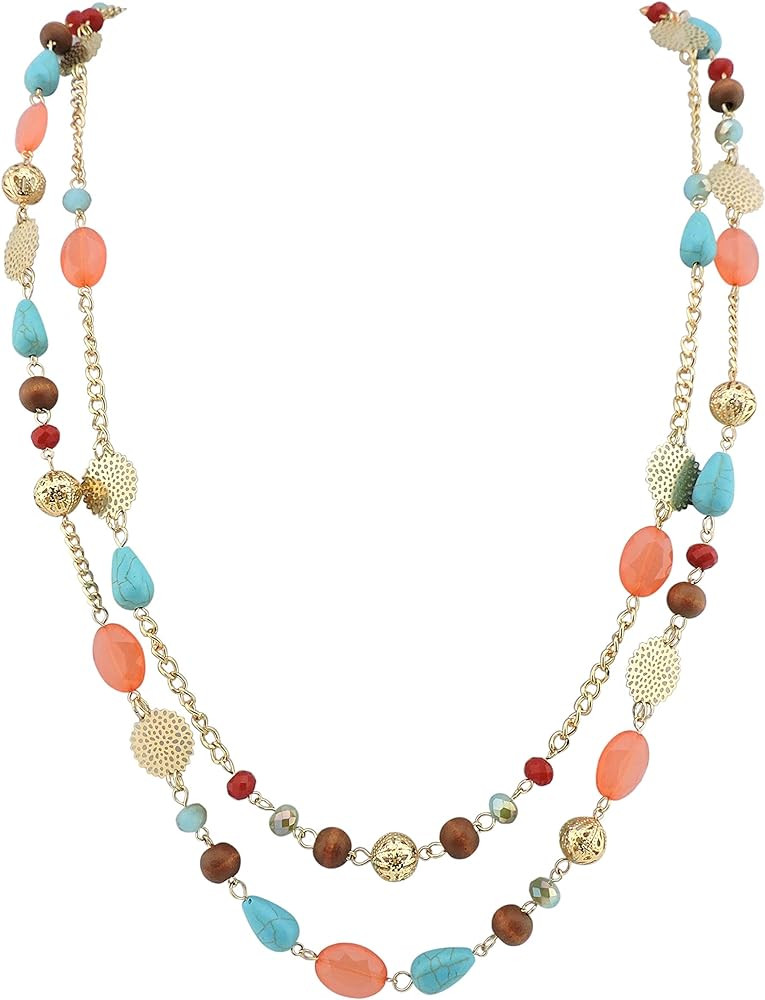 Bocar Long Necklaces for Women Trendy, Boho Layered Crystal Beaded Collar Necklaces for Women, Fa... | Amazon (US)