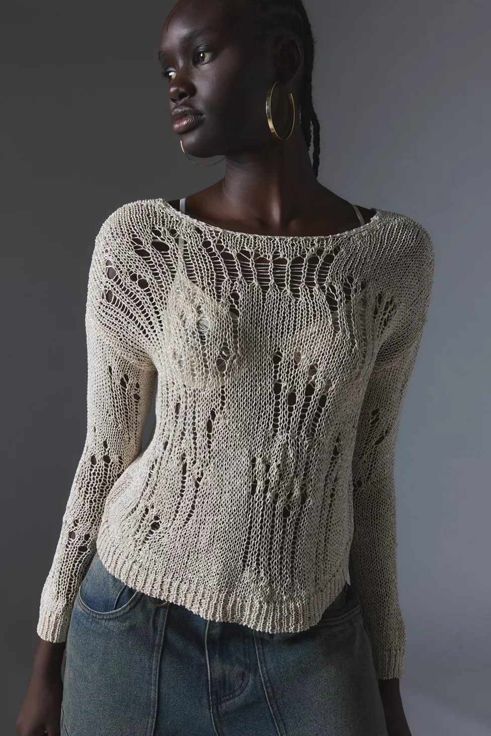 Silence + Noise Nora Sparkly Open-Knit Sweater | Urban Outfitters (US and RoW)