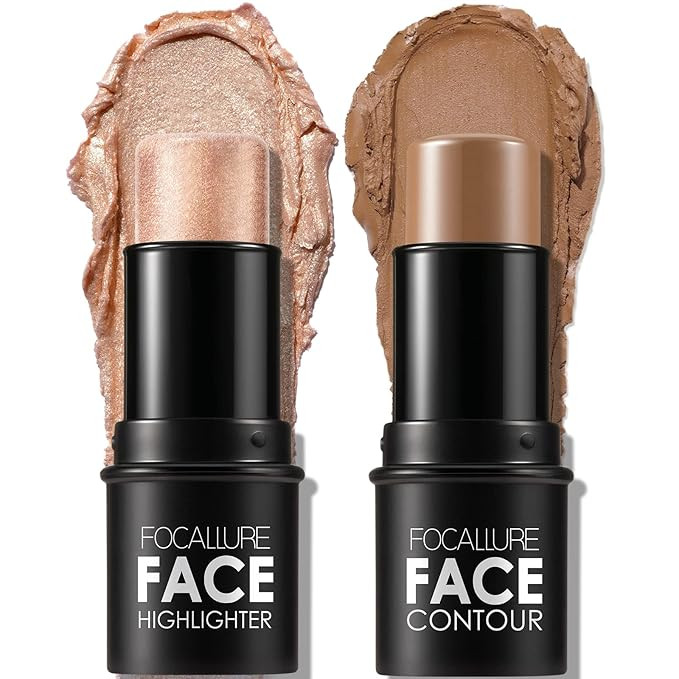 FOCALLURE 2 Pcs Mineral Cream Contour Stick,Moisturize Highlighter and Bronzer Pen,Non Stick Face... | Amazon (US)