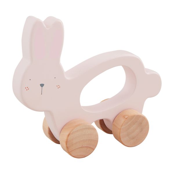 Pink Wood Bunny Pull Toy | Mud Pie