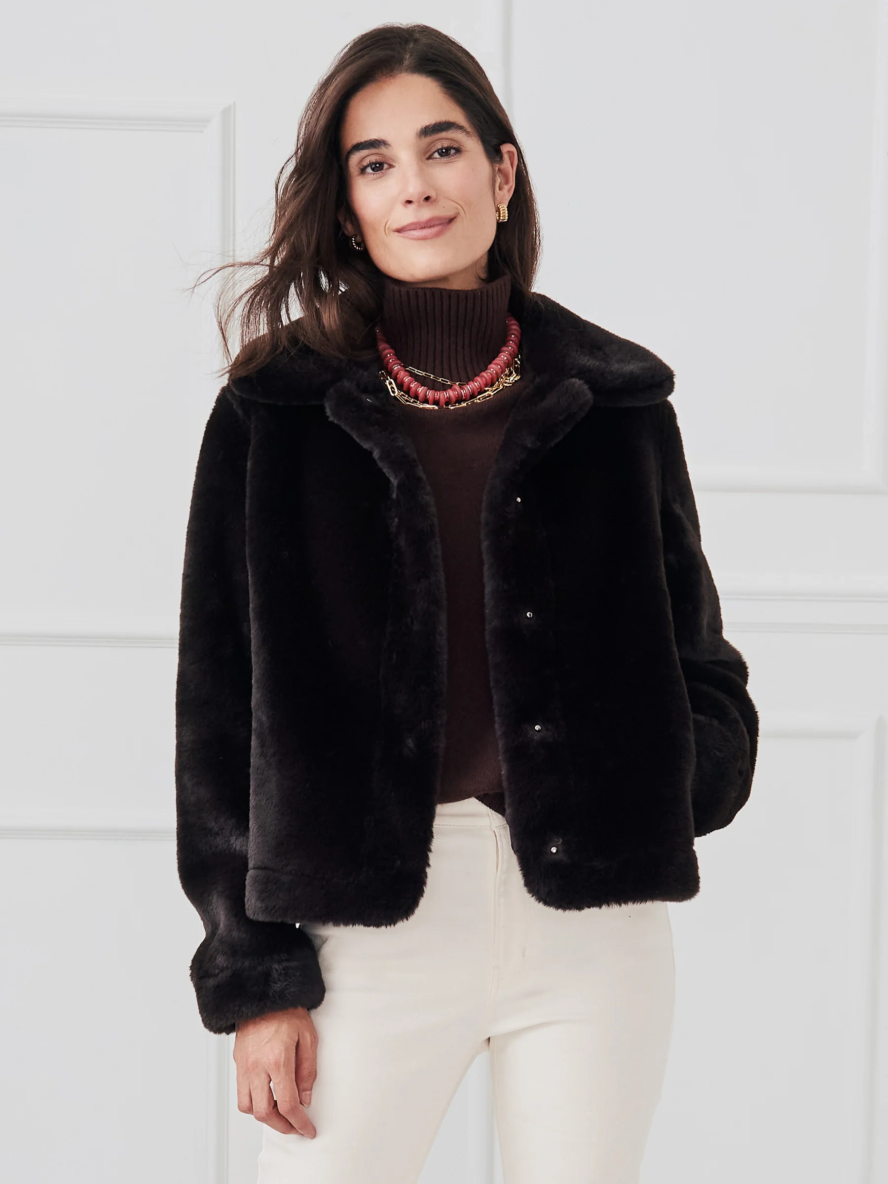 Dk_Brown Solid Freddie Reversible Coat | Women's Jackets & Outerwear | J.McLaughlin | J.McLaughlin