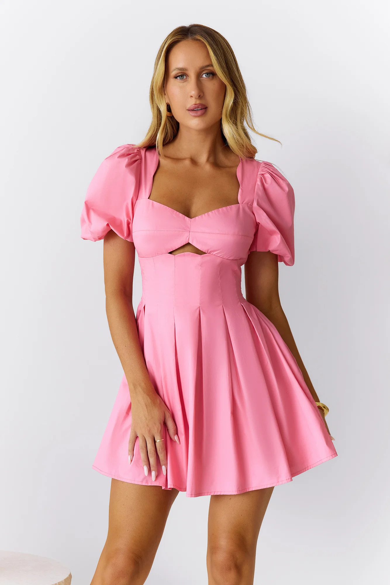 Seashore Soiree Short Sleeve Mini Dress Pink | Hello Molly (AU)