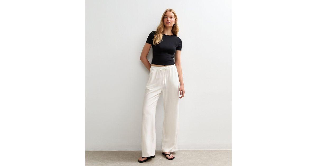 White Soft Touch Wide Leg Trousers | New Look | New Look (UK)