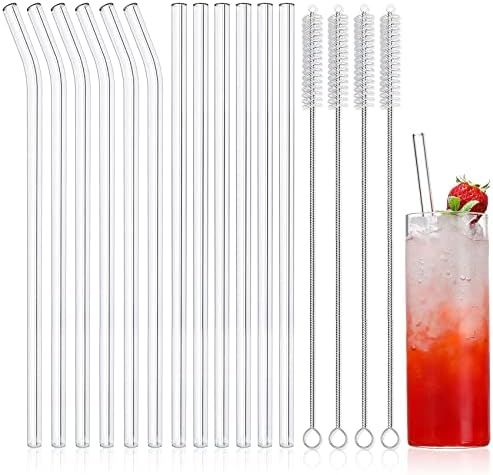NETANY 12-Pack Reusable Glass Straws, Clear Glass Drinking Straw, 10''x10 MM, Set of 6 Straight a... | Amazon (US)