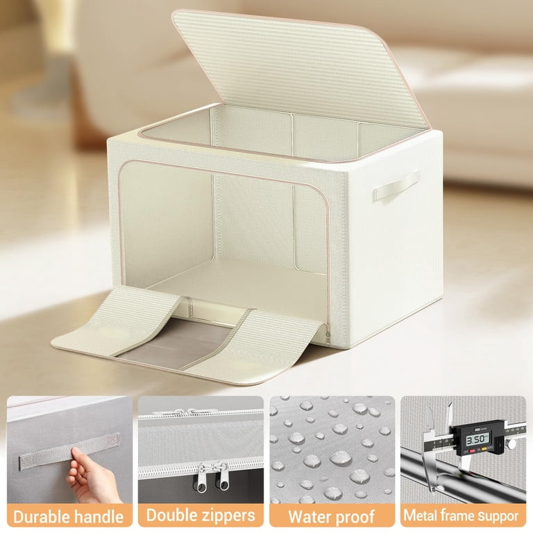 Aokeyee Clothes Storage Bins with Metal Frame, Foldable Clothes Organizers Storage Containers for... | Walmart (US)