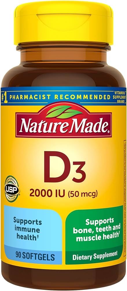 Nature Made Vitamin D3 2000 IU (50 mcg), Dietary Supplement for Bone, Teeth, Muscle and Immune He... | Amazon (US)