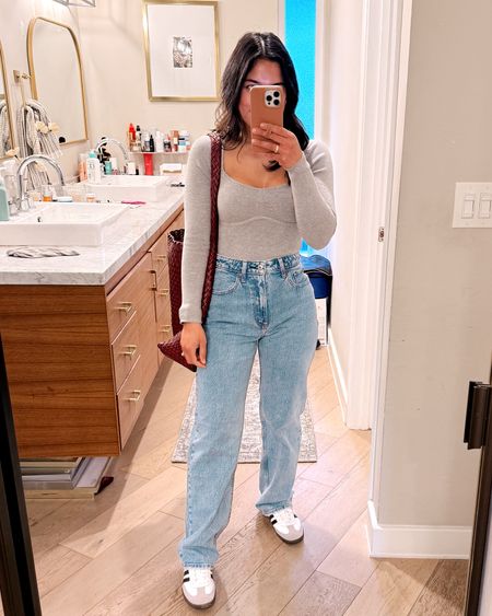 Last day to save on my outfit and bag during the LTK Spring sale! My bodysuit and high rise jeans run true to size! Wearing regular length in the jeans and I’m 5’3”! 

#LTKfindsunder100 #LTKSpringSale #LTKsalealert