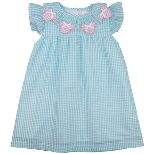 Blue Seersucker Applique Mouse Ears Dress | Cecil and Lou