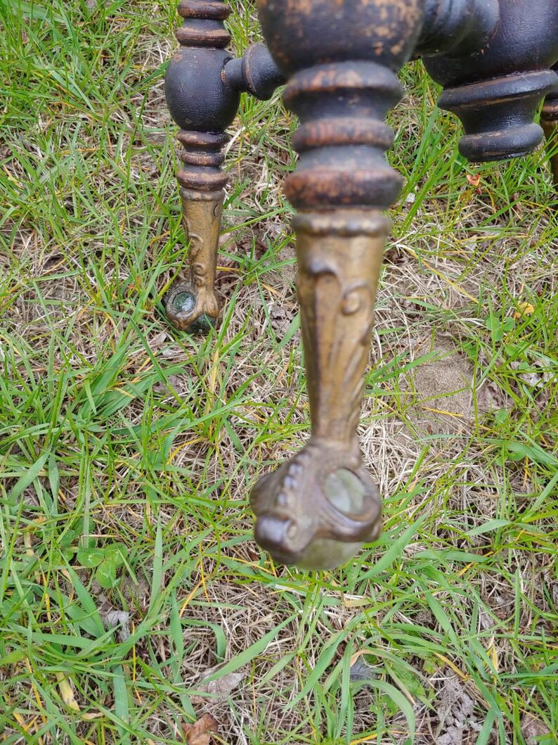Antique Victorian Mahogany PIANO STOOL w Glass Ball & Claw Feet brass 1880s H.D. Bentley Co swive... | Etsy (US)