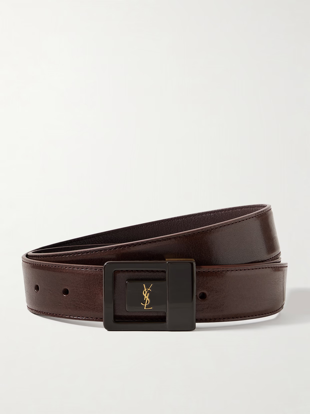 SAINT LAURENT - Leather Belt - Brown | NET-A-PORTER (US)
