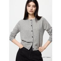 Uniqlo - 100% Cashmere Crew Neck Short Cardigan - Grey | UNIQLO (UK)