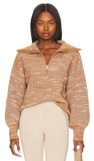 Ridley Dalmation Half Zip Sweater in Golden Bronze & Egret | Revolve Clothing (Global)