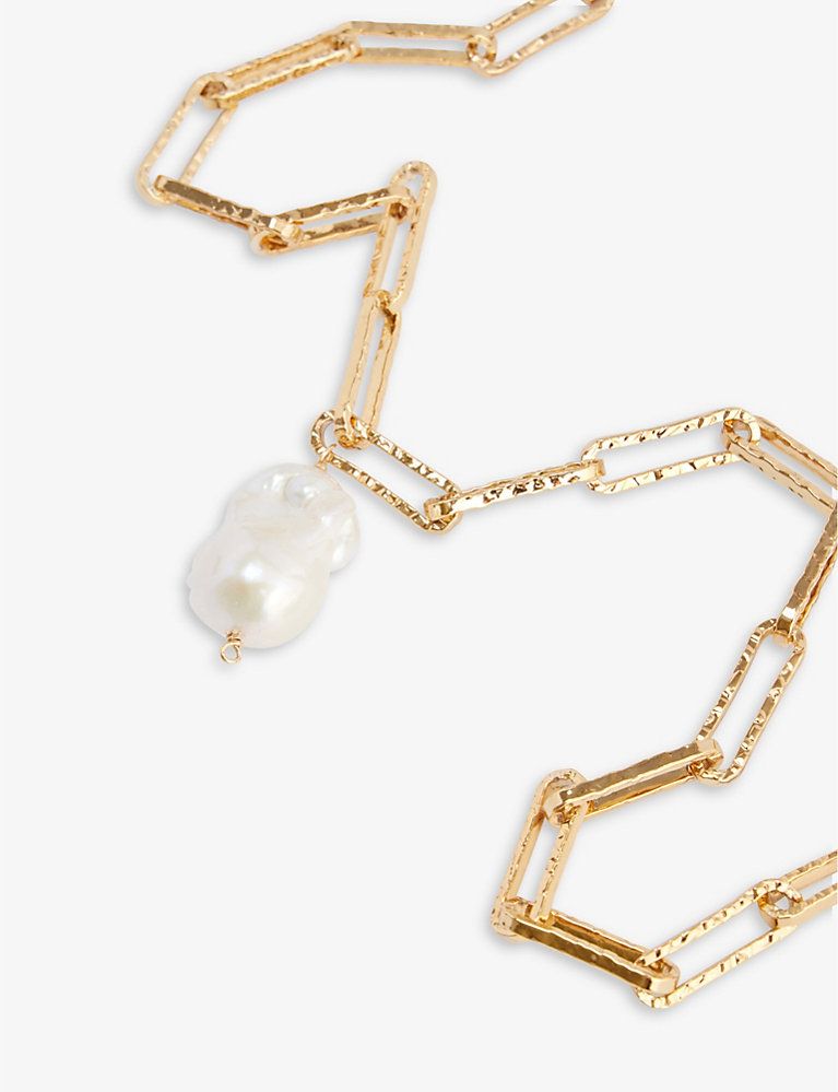 The Baroque Pearl Layer 24ct yellow-gold plated brass necklace | Selfridges