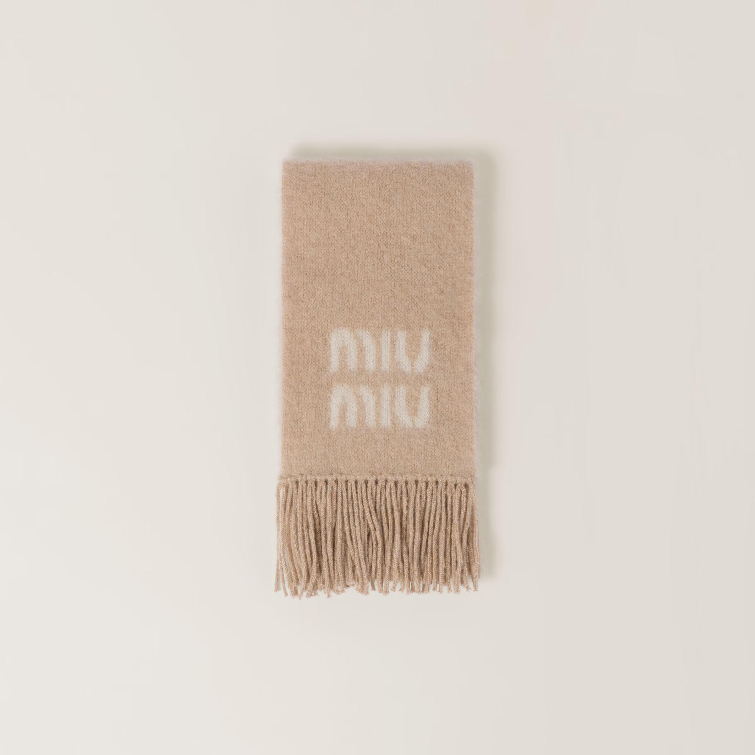 Natural Wool And Mohair Scarf | Miu Miu | Miu Miu US