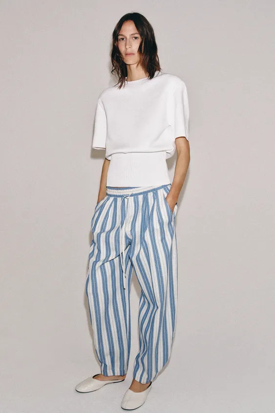 ZW COLLECTION STRIPED PYJAMA-STYLE TROUSERS | Zara UK