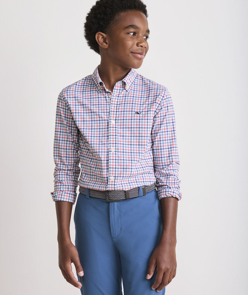 Boys' Forepeak Tattersall Featherweight Performance Shirt | vineyard vines