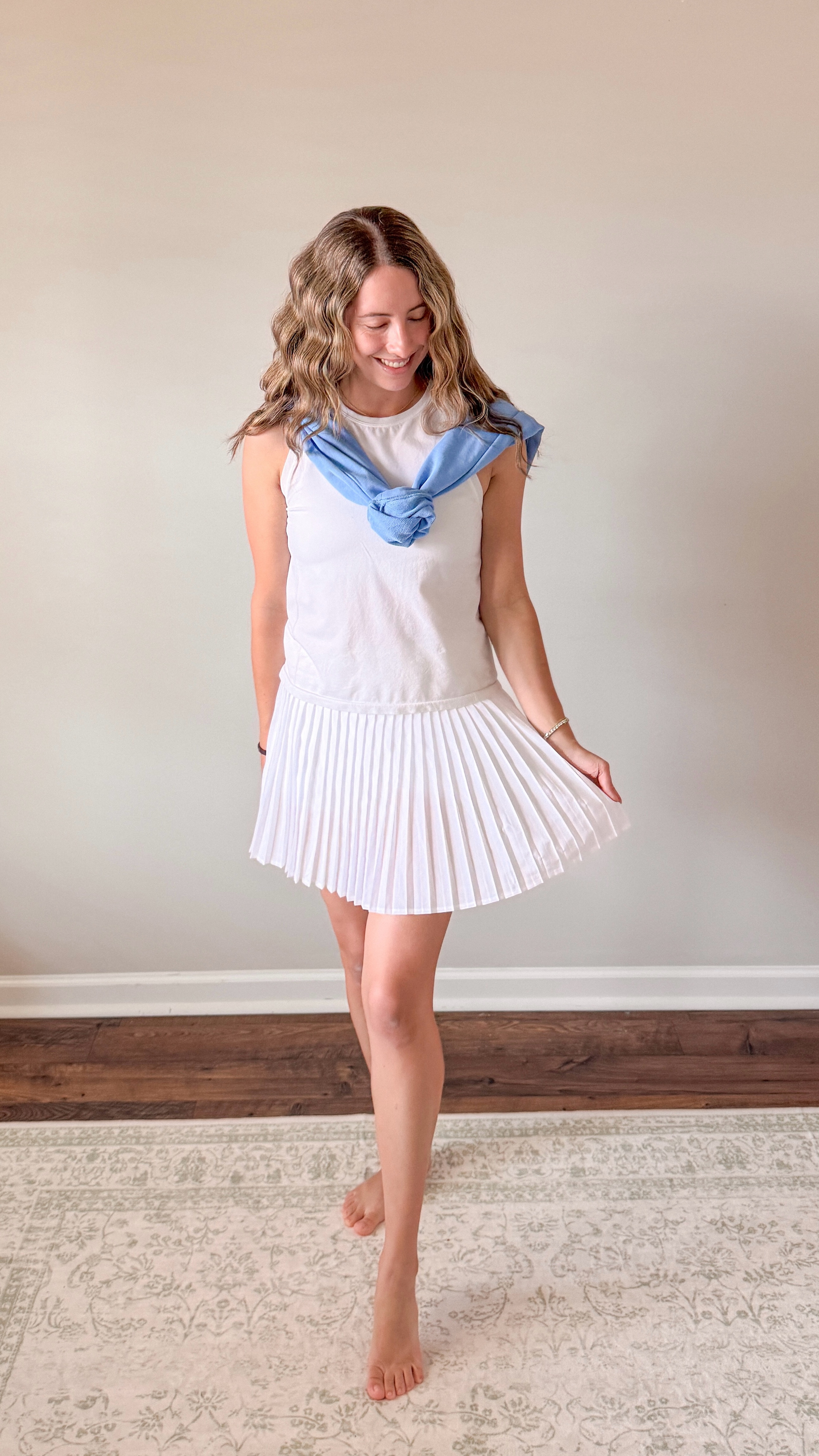 Casual ootd with a white pleated skort and tank

#LTKActive #LTKFindsUnder50