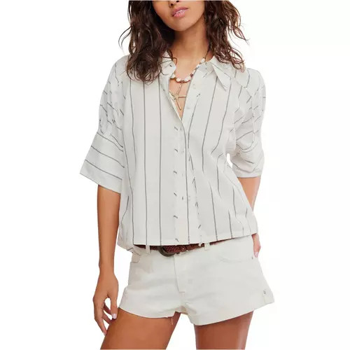 Women's Free People We The Free Seaside Cotton Stripe Button Up Shirt | Scheels Sports